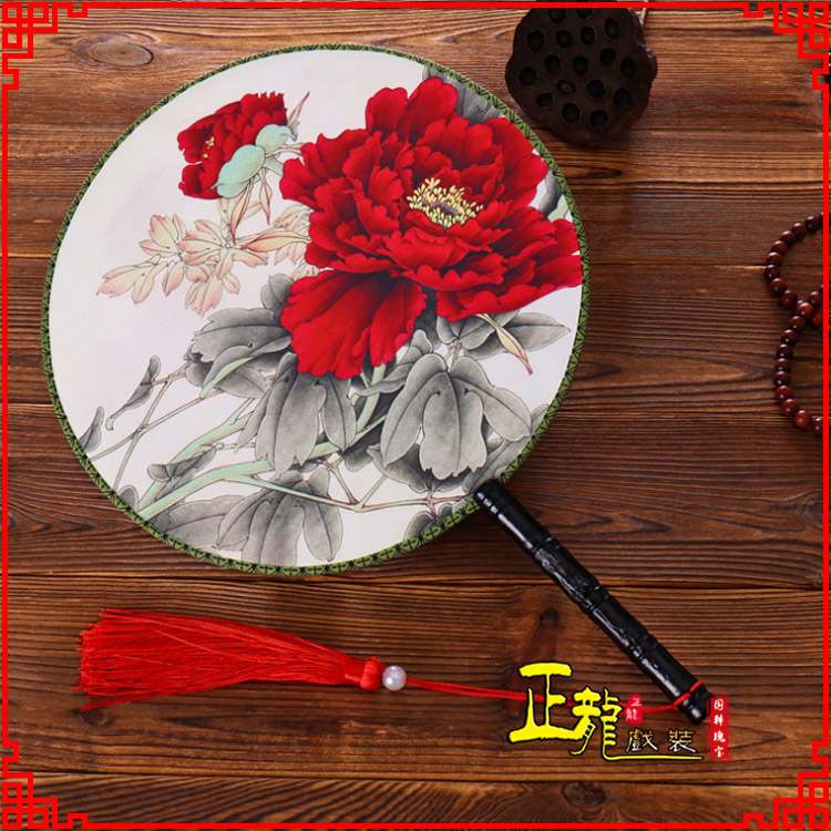 介休古典中国风团扇空白扇跳舞蹈扇 真丝宫扇